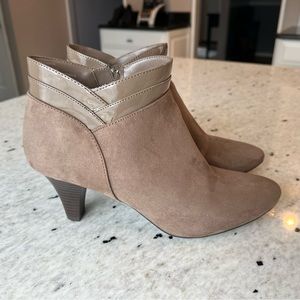 Beige suede booties